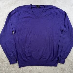 Phenix Sweater Mens XL Purple 100% Cashmere V-Neck Pullover Soft Lightweight